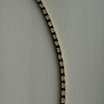 925 Sterling Silver Gold Plated White Colorless & Blue Cz Bracelet 7.5