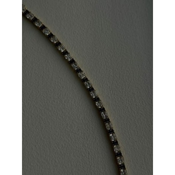 925 Sterling Silver Gold Plated White Colorless & Blue Cz Bracelet 7.5