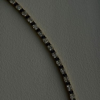925 Sterling Silver Gold Plated White Colorless & Blue Cz Bracelet 7.5