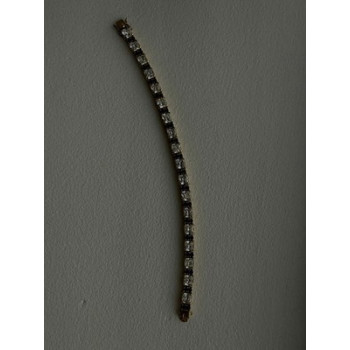 925 Sterling Silver Gold Plated White Colorless & Blue Cz Bracelet 7.5