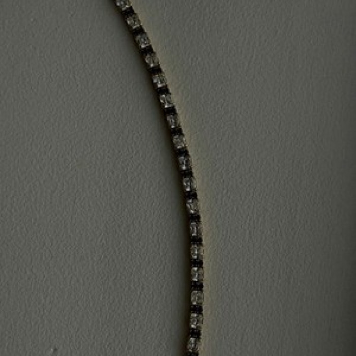 925 Sterling Silver Gold Plated White Colorless & Blue Cz Bracelet 7.5