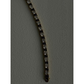 925 Sterling Silver Gold Plated White Colorless & Blue Cz Bracelet 7.5