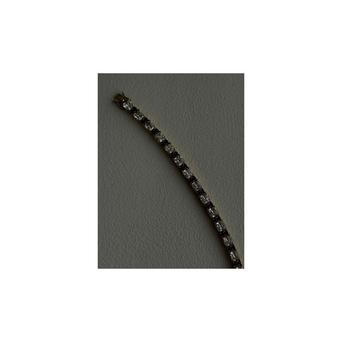 925 Sterling Silver Gold Plated White Colorless & Blue Cz Bracelet 7.5