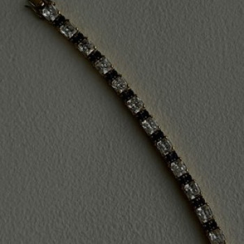 925 Sterling Silver Gold Plated White Colorless & Blue Cz Bracelet 7.5