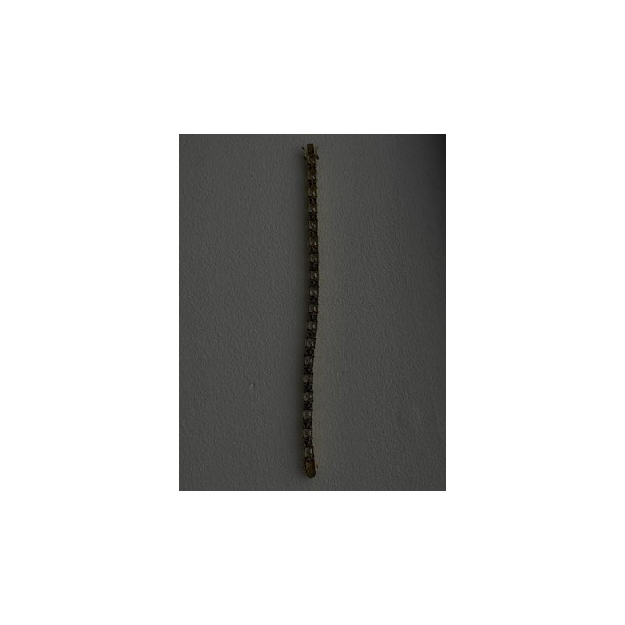 925 Sterling Silver Gold Plated White Colorless & Blue Cz Bracelet 7.5