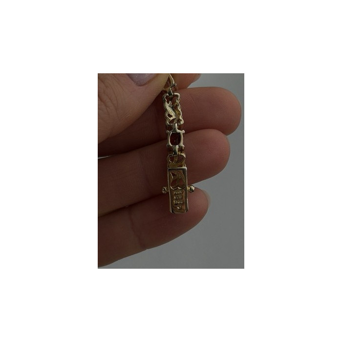 925 Sterling Silver Gold Plated Garnet Amethyst Peridot Topaz Bracelet 7.5