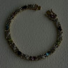 925 Sterling Silver Gold Plated Garnet Amethyst Peridot Topaz Bracelet 7.5