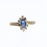 10K Yellow Gold Blue Sapphire & Diamonds Ring Size 5
