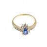 10K Yellow Gold Blue Sapphire & Diamonds Ring Size 5