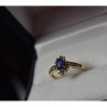 10K Yellow Gold Blue Sapphire & Diamonds Ring Size 5