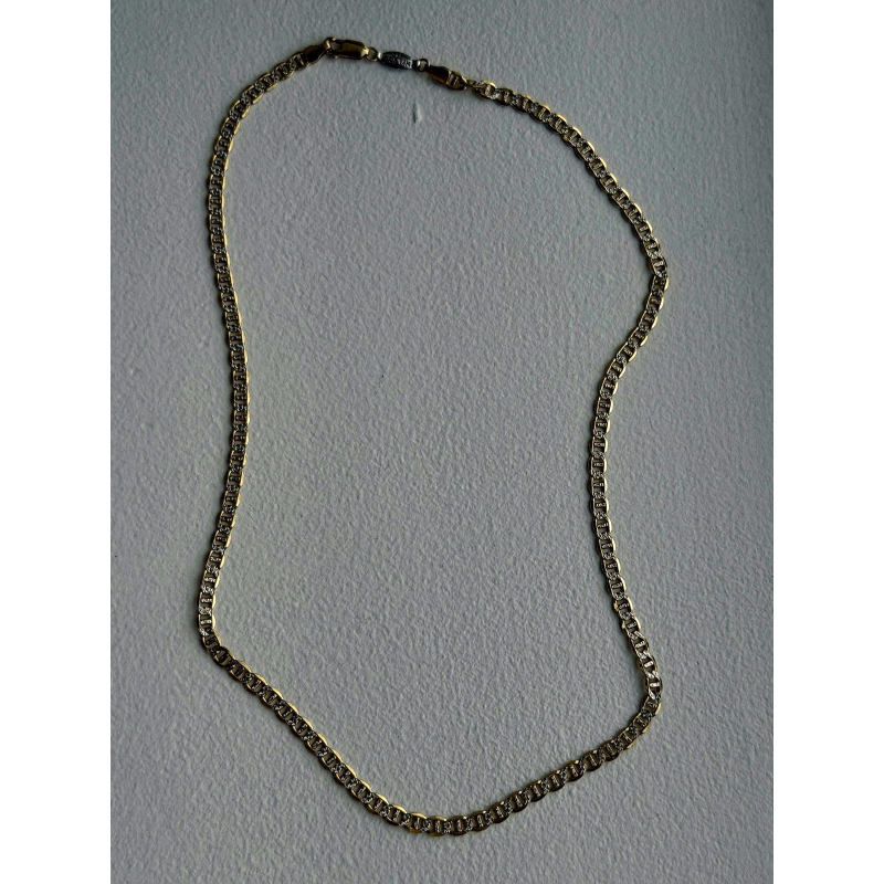 14K Yellow Gold & 925 Sterling Silver Italy Chain Necklace Length 20 in