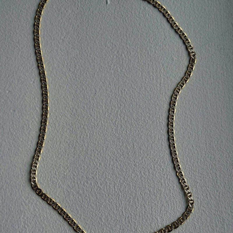 14K Yellow Gold & 925 Sterling Silver Italy Chain Necklace Length 20 in
