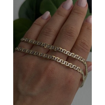 14K Yellow Gold & 925 Sterling Silver Italy Chain Necklace Length 20 in