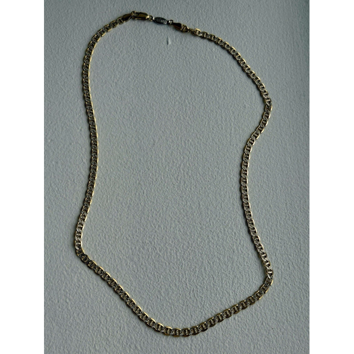 14K Yellow Gold & 925 Sterling Silver Italy Chain Necklace Length 20 in