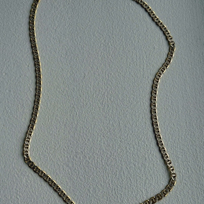 14K Yellow Gold & 925 Sterling Silver Italy Chain Necklace Length 20 in