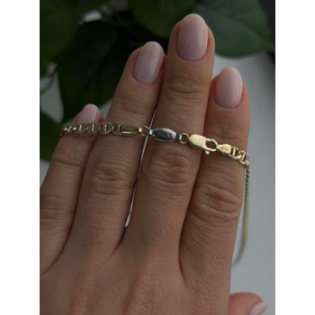 14K Yellow Gold & 925 Sterling Silver Italy Chain Necklace Length 20 in