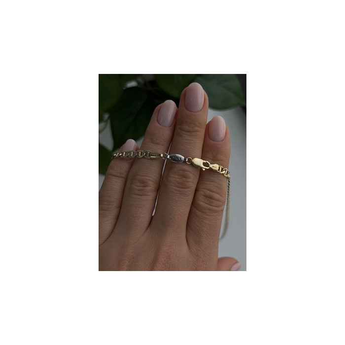 14K Yellow Gold & 925 Sterling Silver Italy Chain Necklace Length 20 in