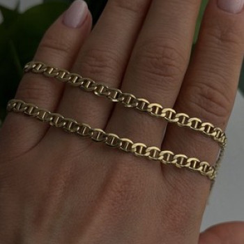 14K Yellow Gold & 925 Sterling Silver Italy Chain Necklace Length 20 in
