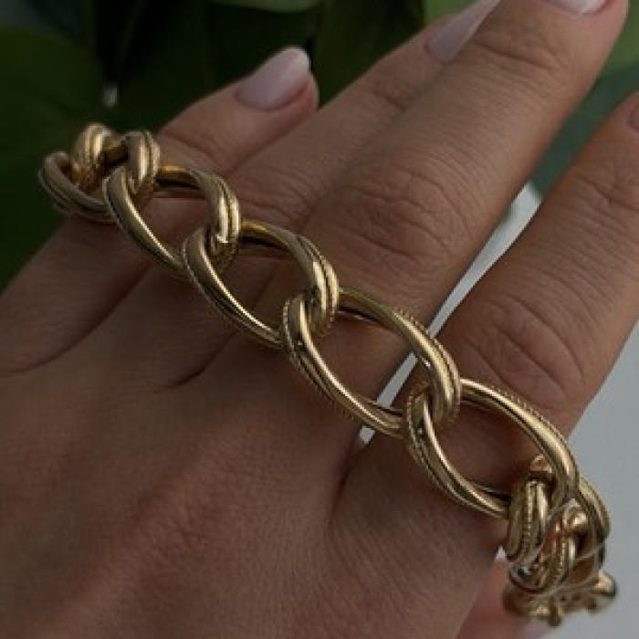 Clover Italy 925 Sterling Silver Gold Plated Bracelet 7.5