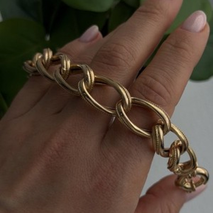 Clover Italy 925 Sterling Silver Gold Plated Bracelet 7.5