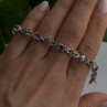 FAS 925 Sterling Silver Amethyst & Marcasite Flower Bracelet 7