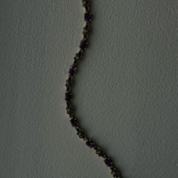 FAS 925 Sterling Silver Amethyst & Marcasite Flower Bracelet 7
