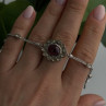 Antique Djoy 925 Sterling Silver Ruby & Beryl Flower Heart Bracelet 7