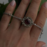 Antique Djoy 925 Sterling Silver Ruby & Beryl Flower Heart Bracelet 7
