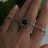 Antique Djoy 925 Sterling Silver Ruby & Beryl Flower Heart Bracelet 7