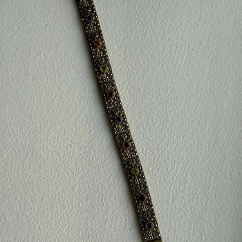 Vintage 925 Sterling Silver Multi Color Tourmaline & Marcasite Bracelet 7
