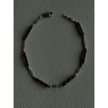 925 Sterling Silver Pink Sapphire Love Romantic Bracelet 7