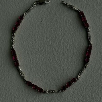 925 Sterling Silver Pink Sapphire Love Romantic Bracelet 7