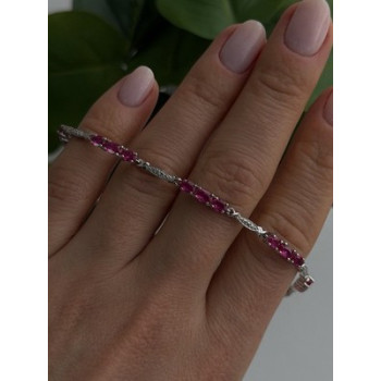 925 Sterling Silver Pink Sapphire Love Romantic Bracelet 7