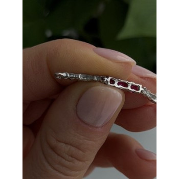 925 Sterling Silver Pink Sapphire Love Romantic Bracelet 7