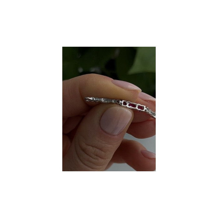 925 Sterling Silver Pink Sapphire Love Romantic Bracelet 7