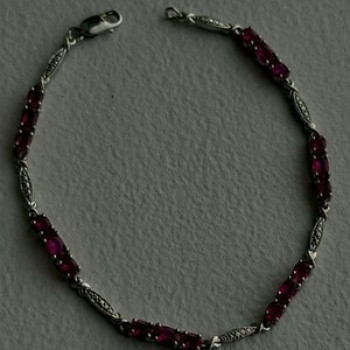 925 Sterling Silver Pink Sapphire Love Romantic Bracelet 7