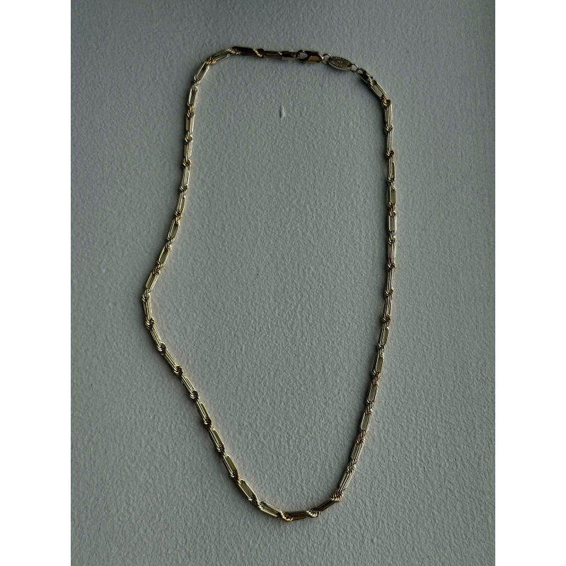 14K Yellow Gold & 925 Sterling Silver Chain Necklace Made in USA Length 18 in