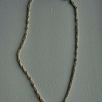 14K Yellow Gold & 925 Sterling Silver Chain Necklace Made in USA Length 18 in