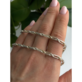 14K Yellow Gold & 925 Sterling Silver Chain Necklace Made in USA Length 18 in