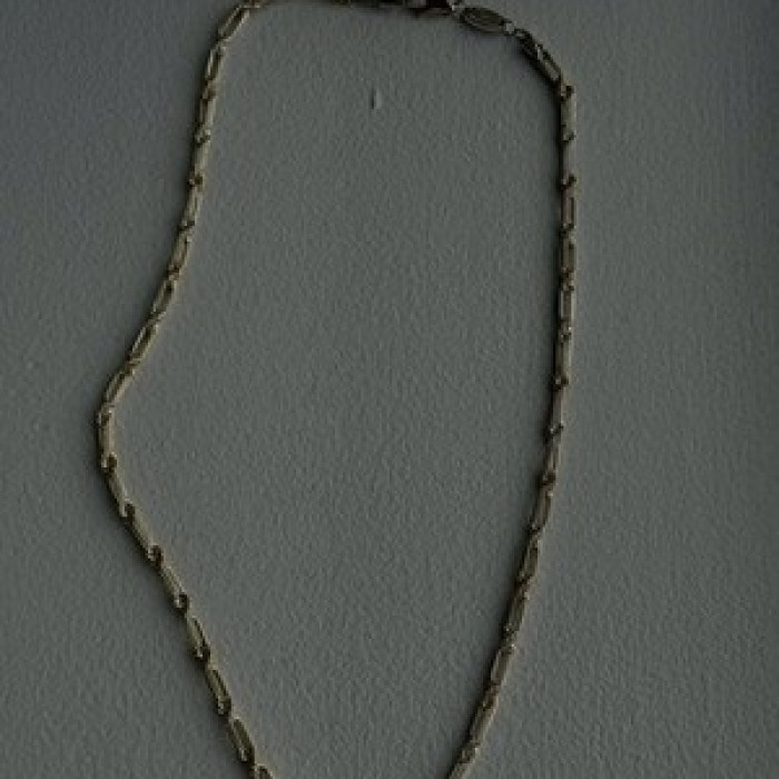 14K Yellow Gold & 925 Sterling Silver Chain Necklace Made in USA Length 18 in