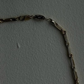 14K Yellow Gold & 925 Sterling Silver Chain Necklace Made in USA Length 18 in