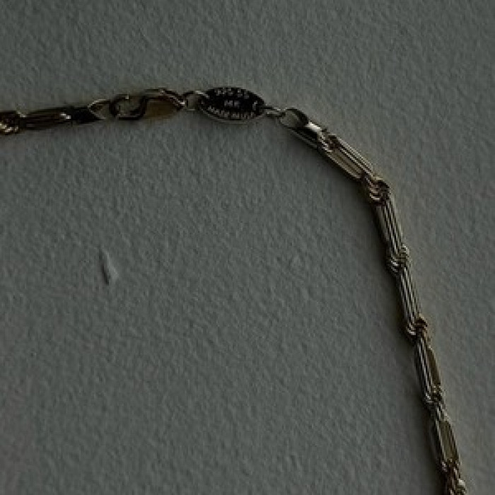 14K Yellow Gold & 925 Sterling Silver Chain Necklace Made in USA Length 18 in