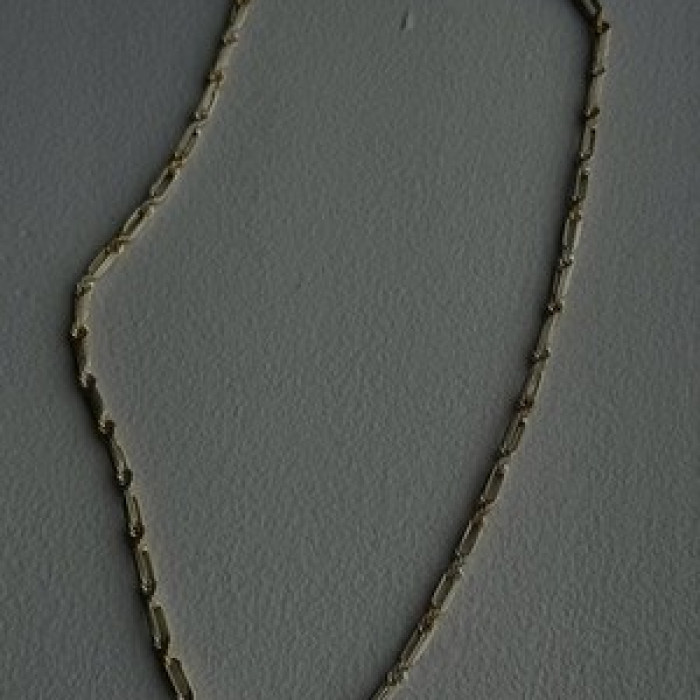 14K Yellow Gold & 925 Sterling Silver Chain Necklace Made in USA Length 18 in