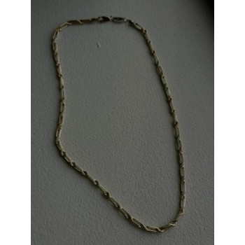 14K Yellow Gold & 925 Sterling Silver Chain Necklace Made in USA Length 18 in