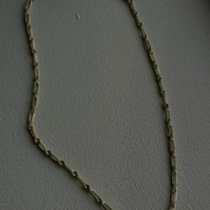 14K Yellow Gold & 925 Sterling Silver Chain Necklace Made in USA Length 18 in