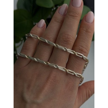 14K Yellow Gold & 925 Sterling Silver Chain Necklace Made in USA Length 18 in