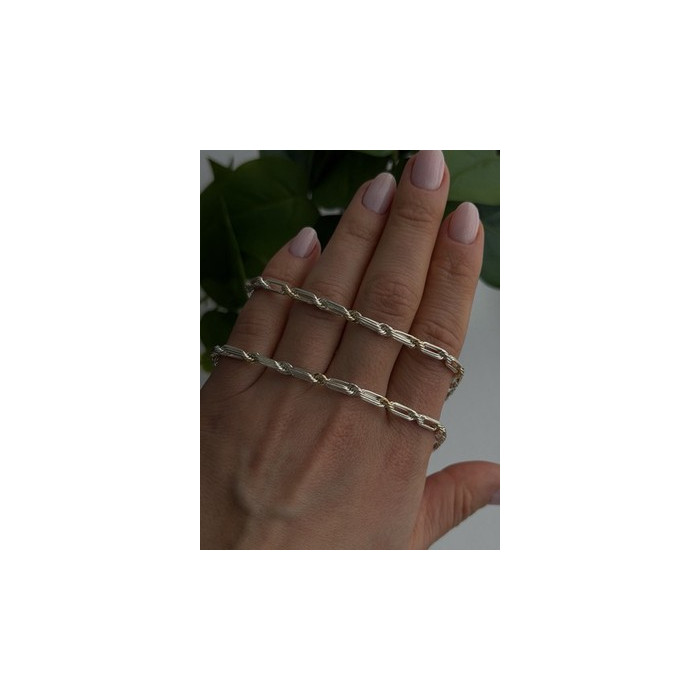 14K Yellow Gold & 925 Sterling Silver Chain Necklace Made in USA Length 18 in