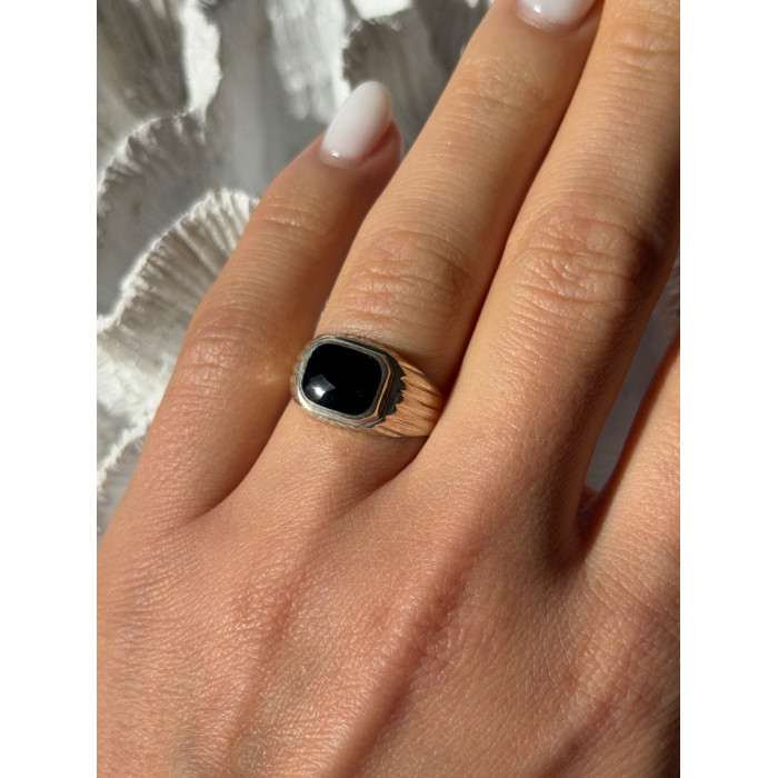 925 Sterling Silver Onyx Ring Size 7