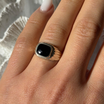925 Sterling Silver Onyx Ring Size 7