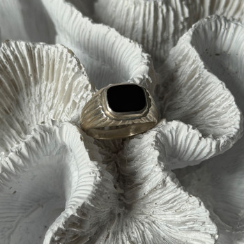 925 Sterling Silver Onyx Ring Size 7